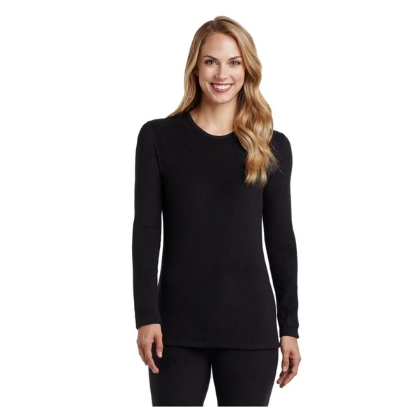 Cuddl Duds Fleecewear with Stretch Long Sleeve Black Shirt, Size Medium - Picture 1 of 5